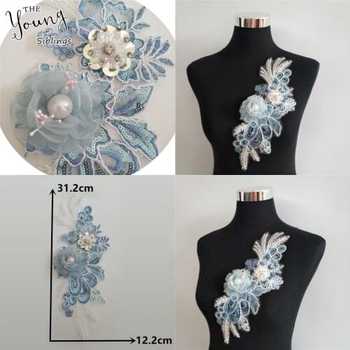 High quality Embroidery Lace Collar Venise Applique Lace Neckline Sequin Sewing Craft Rhinestone Fabric DIY Clothing Accessories