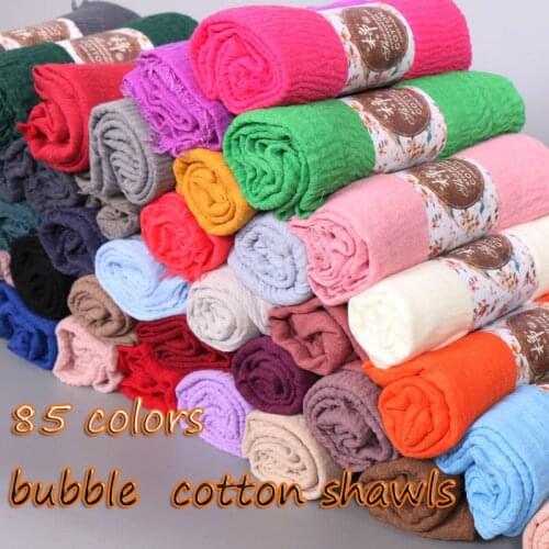 LMLAVEN Crinkled hijab plain wrinkle bubble cotton viscose long scarf muslim head hijab shawl women large size crinkle scarves