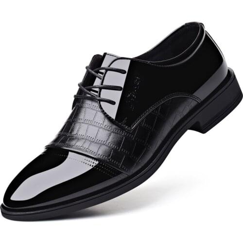 Mazefeng Big Size Men Dress Shoes Quality Men Formal Shoe Lace-Up Men Business Oxford Shoes Brand Men Wedding Pointy Shoes 38-44
