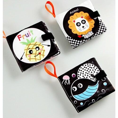 Multi-touch Educational Toys 4 Pages Cloth Book Newborn Toys Knowledge Black And White Cloth Book 0-12 Months