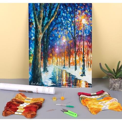 Thoughts The Tropics Printed Canvas 11CT Cross-Stitch DIY Embroidery Set DMC Threads Handiwork Handicraft Needlework Magic