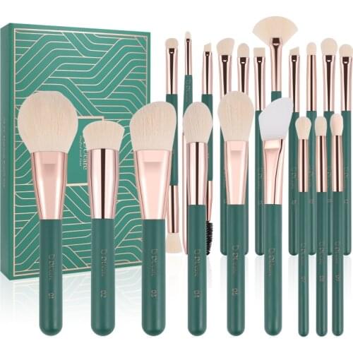 DUcare Green Makeup Brushes Professional 20pcs Makeup Brush Set Foundation Blending Powder Blush Concealers Eyeshadows Brushes