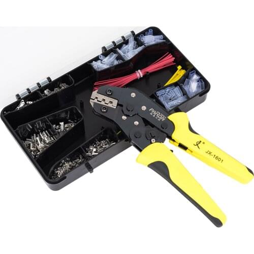 Crimping Tool Kit 26-16 AWG Ratcheting Wire Crimper Plier 280pcs Wire Spade Connectors 140pcs Insulation Sleeves 40pcs Cable Tie