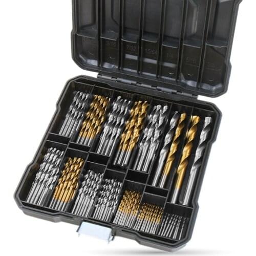New 130 Pcs Drill Bit Set Titanium-Coated HSS Steel Bits Masonry Drill Power Tool Accessories for Metal Plastic Woodworking