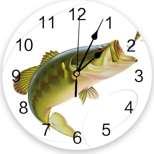 Animal Green Fish PVC Wall Clock Living Room Bedroom Wall Digital Clock Home Decore Wall Clock Modern Design