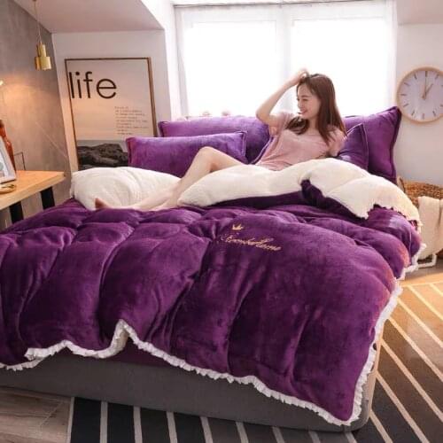 Duvet Cover 240x220 Home Textiles Flannel Quilt cover Soft Warm Coral Fleece Blanket Thick Quilt cover Throw Mechanical Wash