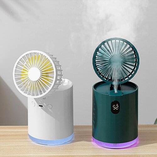Portable Wireless Air Humidifier USB Mist Maker Fogger with Cool Mini Foldable Fan For Home Office Desktop Aromatgerapy Diffuser