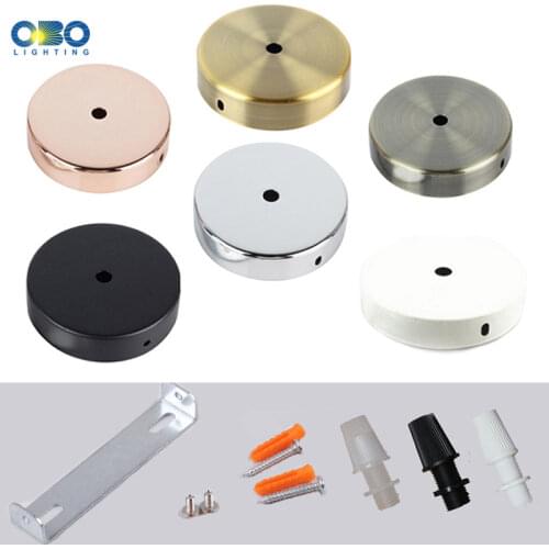 Black/White 80MM Ceiling Plate Iron Pendant Lamp Bases DIY +Lock Wire Rubber Well Lamp Round 8CM Base