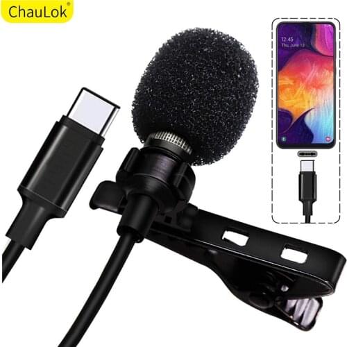 Professional Lavalier Microphone for Samsung S20 Ultra S10 S9 S8 Note10 Plus USB Type C Audio Video Recording Condenser Mic DAC