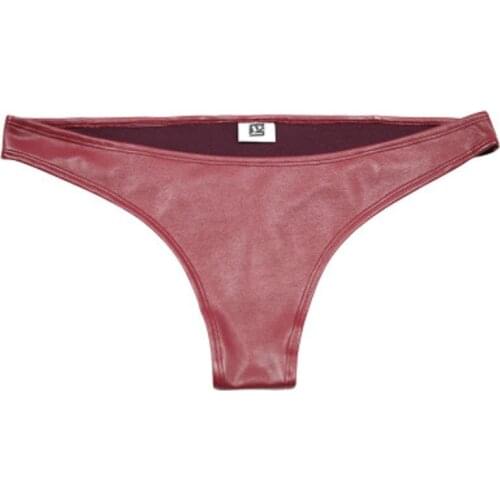 Low Rise Women Sexy Latex G-String Thong Smooth T-Back Crotch Erotic Lingerie Panties Stage Gay Wear Wet Look Black Red Thong