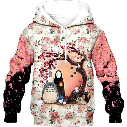 Studio ghibli cherry blossom 3D print Flannelet thickening type Children zipper coat Sweatshirt/Hooded//family clothing design