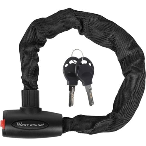 6mm Thick Bike Chain Lock with 2 Keys Heavy Duty Anti-Theft Cut Resistant Bicycle Locks - Steel Chain Links with Nylon Sleeve