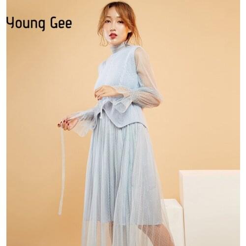 Модные вязаные платья Young Gee China At AliExpress