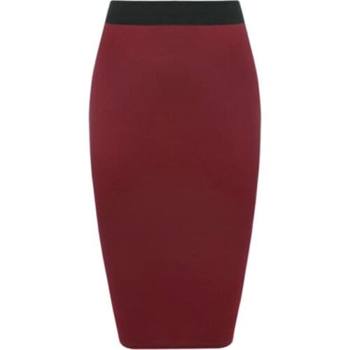 New Ladies Office Stretch Bodycon Midi Skirt Women Pencil Skirt Female High Waist Mid-Calf Skirt Slim XL