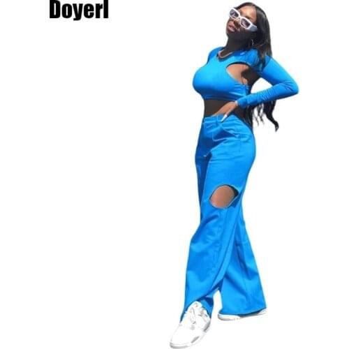 Two Piece Set Women Trouser Suits Cropped Top and Wide Leg Pants Sets Sweat Suits Women Matching Sets Ensemble Femme 2 Pieces