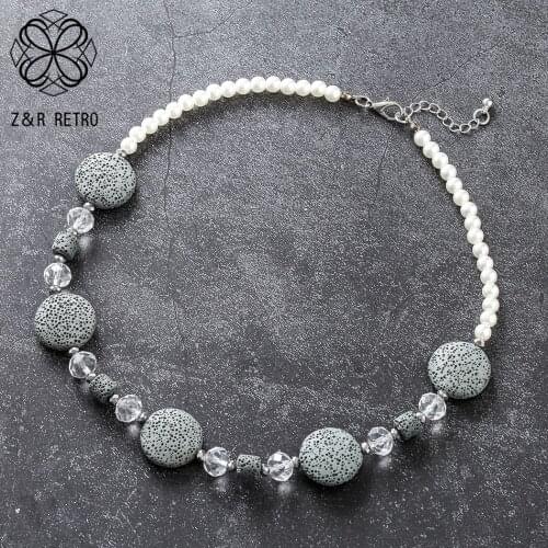 Grey Color Stone Beads Neck Choker Jewelry For Women Necklace Rope Chain Simple Suspension Decoration Accessories 2021 Wholesale