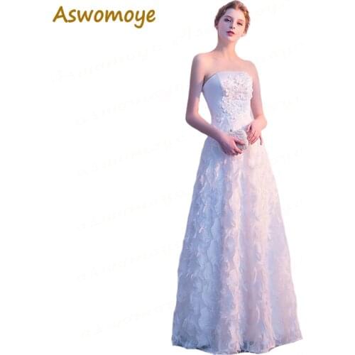 Special Occasion Dress 2018 Haute Couture Sleeveless Evening Dresses Appliques Flower White Prom Dress A-Line Vestido De Festa