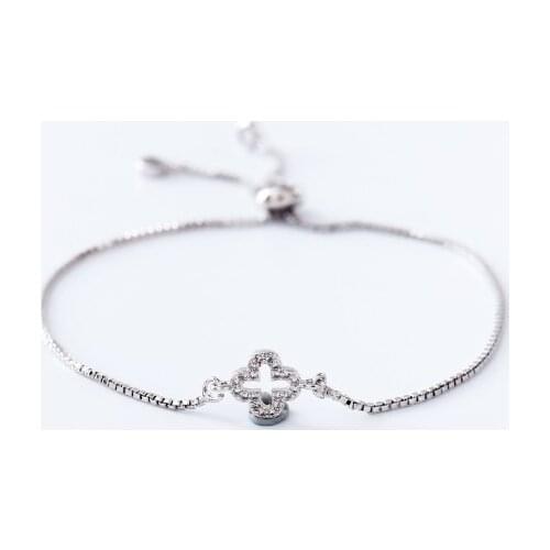 Gold silver Chain micro pave cz Zircon Cubic Zirconia bracelet rope adjusted Macrame clover Bangle kh6456 Fashion Jewelry gift