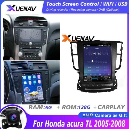 128GB Android 10 Tesla Style Car GPS DVD Navigation For Honda acura TL 2005-2008 Car Multimedia Player Auto Radio stereo