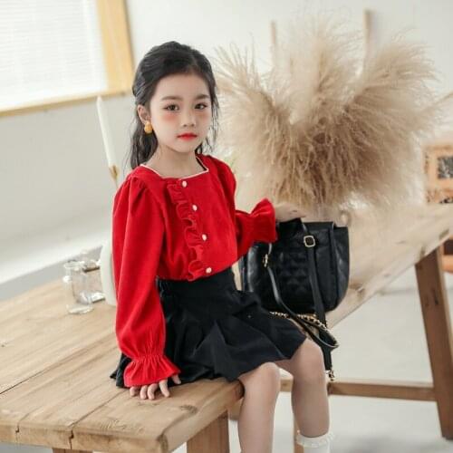 2021 Spring Autumn Kids Cotton Shirts For Teenage Girls Blouse Children Clothes Fashion Corduroy Long Sleeve Shirt Toddler Blusa