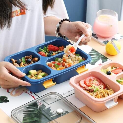 3/4 Grid Portable Rectangle Large Capacity Leakproof Lunch Box Food Container Kids Adult Students And Worker To Use