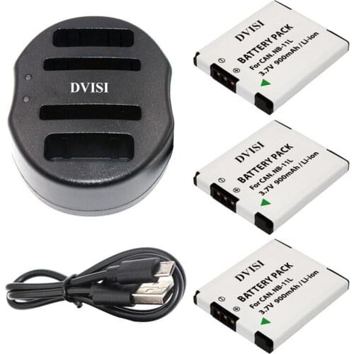 3Pcs NB-11L NB 11L Rechargeable Camera Battery+USB Dual Charger for Canon PowerShot A2300 IS A2400 IS A2500 IS A3500 ELPH110 HS