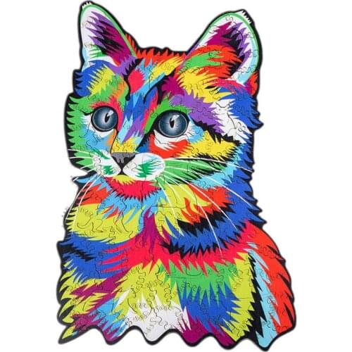 3D Wooden Puzzle For Adults and Kids,Animals Shape Puzzle,Gift Puzzle,Cat Shape Colorful Wooden Puzzles, Wooden Jigsaw Puzzles
