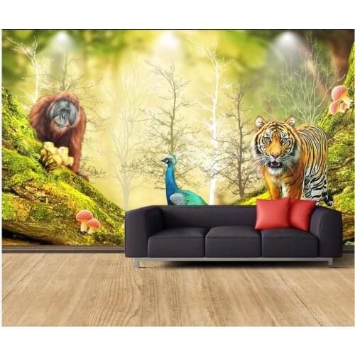 3d wall murals wallpaper for living room Hd cartoon animal woods tv background home decor photo wallpaper for walls 3 d
