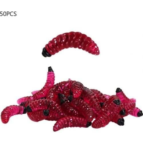 40%HOT50Pcs Artificial Lure Worm Shape LifelikeS1 PVC Eco-friendly Soft Fish Lure for Freshwater