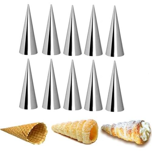 5/10Pcs Cream Horn Molds Stainless Steel Pastry Conical Tube Cone Pastry Roll Horn Mould Cookie Dessert Kitchen Baking Coil Tool