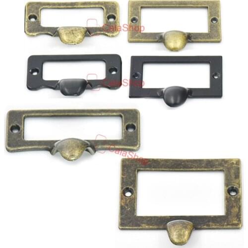 5 pcs / Lot Drawer Label Tag Office File Pull Home Cabinet Frame Handle Files Card Holder with Screw Bronze Black