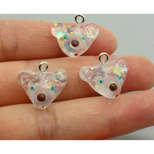 6pcs INS Funny Translucent Cartoon Bear Earring Charms DIY Crafts Phone Case Keychain Bracelet Pendants Accessory Jewlery Make