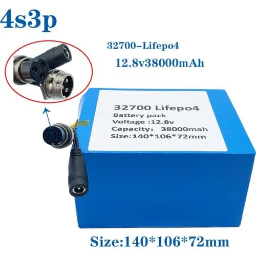 2021 32700 Lifepo4 Battery Pack 4S3P 12.8V 38Ah 4S 40A 100A Balanced BMS for Electric Boat and Uninterrupted Power Supply 12V