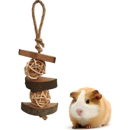 Wooden Bird Hanging Toy Natural Wood Interactive Parakeet Chew Toy Interactive Parrot Perch Toy For Small Animal Bird Supplies