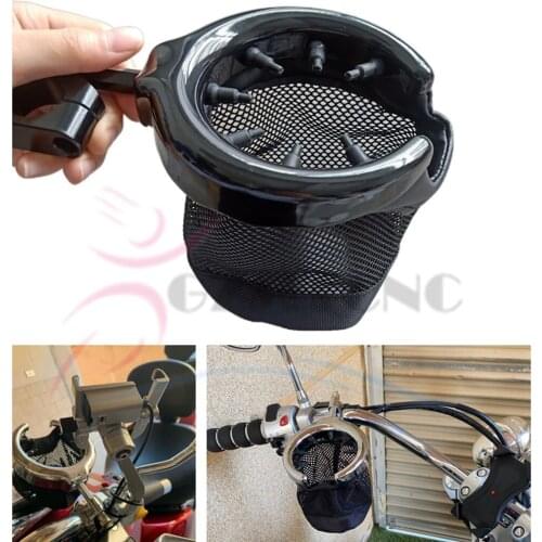 Motorcycle Handlebar Cup Holder Black Chrome Metal Drink Basket Fits For Honda Kawasak Harley Custom Dyna Fat Bob 22/ 25 /32 mm