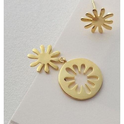 Elegant Real 925 Sterling Silver Dangle Earrings For Women Statement Daisy Floral Irregular Earring Party Gifts