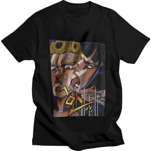 Jojos Bizarre Adventure Anime Lover Tshirts Men Tee 100% Cotton T Shirts Short Sleeve Jean Polnareff Giorno Giovanna T-shirts