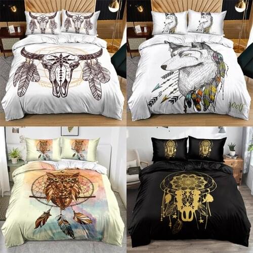 Totem Dream Catcher Printed Solid Bedding Sets 2-3pcs High Quality Duvet Cover Pillowcases All Size Homeb Textiles All Seasons