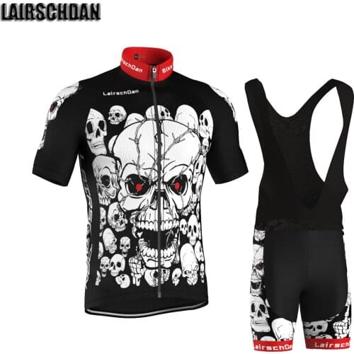 LairschDan Classic Men Skull Cycling Jersey Set 2021 Summer Black Bicycle Clothing Mtb Bike Clothes Suit Equipamento De Ciclismo