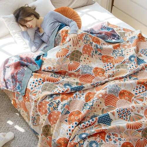 Summer Geometric Cooling Breathable Throw Blankets Soft Sofa Bedspread Tapestry Plaid Rugs Home Decor