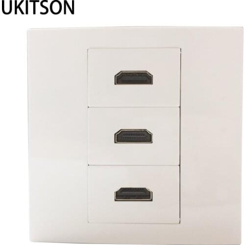 3 Ports HDMI2.0 Faceplate With Female To Female Connector Triple HDMI Socket Wall Plate Outlet 86x86mm