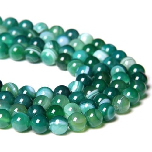 4 6 8 10 12 MM Matte Smooth Natural Green agates Stone Beads loose spacer Green Stripes Agates gem Stone Bead for Jewelry Making