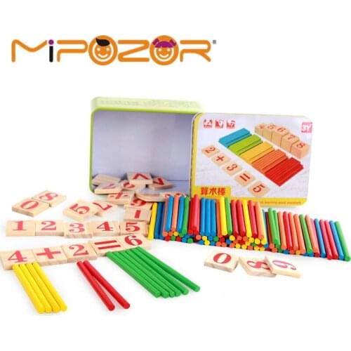 MIPOZOR Baby Math Toy Wooden Stick Mathematics Puzzle Children Early Education Number Toys Calculate Learning Counting Kids