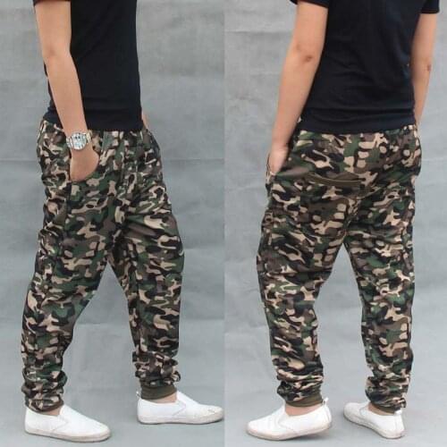 Trendy Men Hip Hop Pants Military Army Green Camouflage Joggers Sweatpants Cotton Striped Streetwear Harem Pants Male Trousers