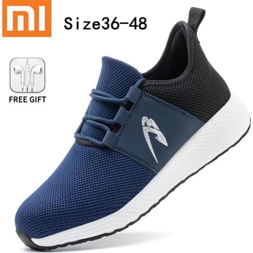 Xiaomi Mijia Men Safety Shoes With Steel Toe Boots Indestructible Work Shoes Lightweight Breathable Size 36-48