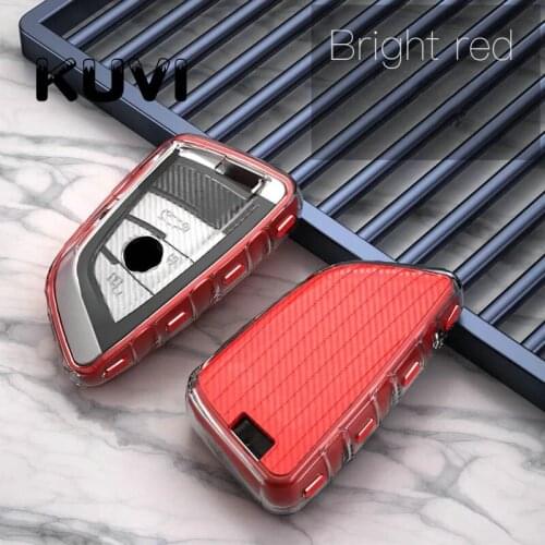 Soft TPU Carbon Grain Car Styling Key Case Key Cover Shell Protector for BMW X5 F15 X6 F16 G30 7 Series G11 X1 F48 F39 Keyless