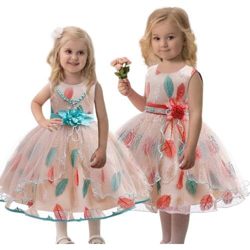 2020 new fashion childrens clothing Princess lace embroidered gauze tutu dress child