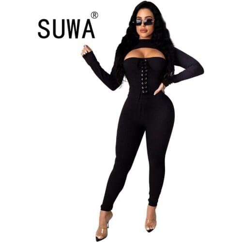 Solid Cut Out Lace Up Long Sleeve Ribbed Tops and Stretchy Fitness Leggings Autumn Winter Warm Matching Sets Sexy 2 Piece Outfit