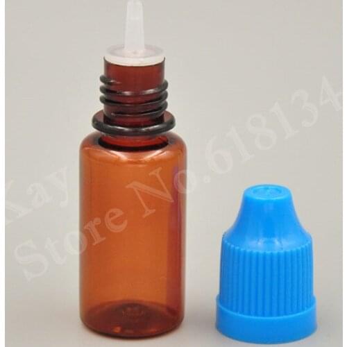 Wholesale Free shipping Empty Bottle Amber PET 10ML Plastic Dropper Bottles With Screw Metal Needle Cap
