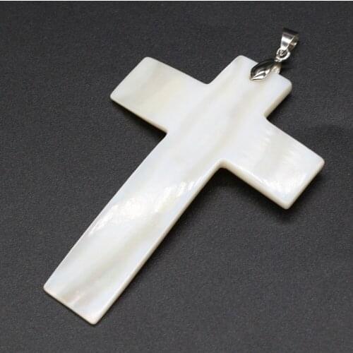 Freshwater Shells Natural Stone Cross-shaped Shell Pendant MakingDIY Exquisite Necklace Jewelry Gift Party Mother-of-pearl shell